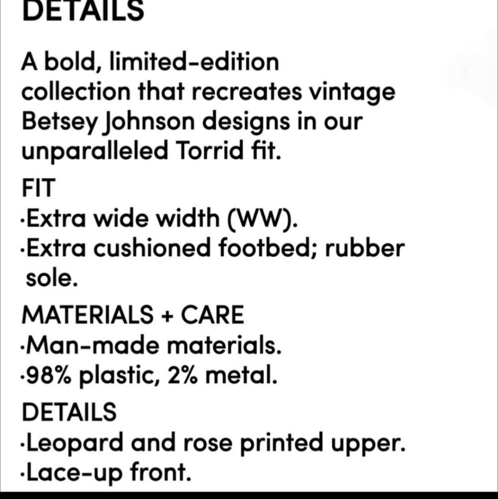 TORRID BETSEY JOHNSON Leopard Rose Combat Boot! - Picture 6 of 9